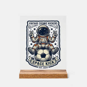 Vintage-Astronaut-Fußball-Friedenszeichen-Shirt-De Acrylschild