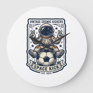 Vintage-Astronaut-Fußball-Friedenszeichen-Shirt-De Große Wanduhr