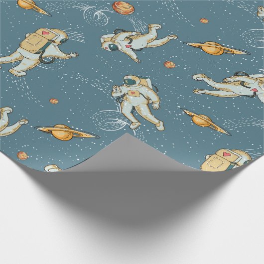 Vintage Astronauten Geschenkpapier (Ecke)