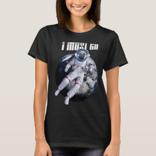 Vintage Astronauten Pug Hund Weltraum Raumfahrer T-Shirt