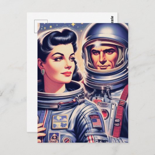 Vintage Astronautenabbildung Postkarte (Vorne/Hinten)