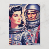 Vintage Astronautenabbildung Postkarte (Vorderseite)