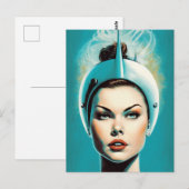 Vintage Astronautin Postkarte (Vorne/Hinten)