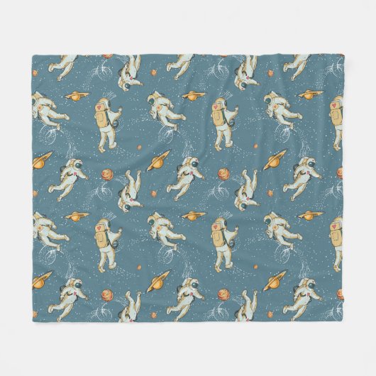 Vintage Astronauts Fleecedecke (Vorderseite (Horizontal))