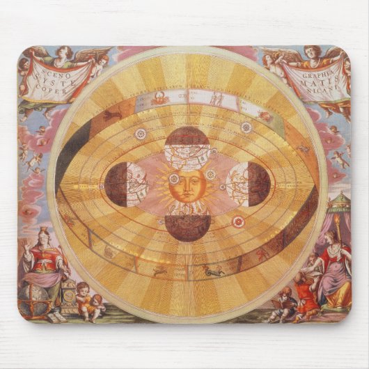 Vintage Astronomie, antikes kopernikanisches Sonne Mousepad (Vorne)