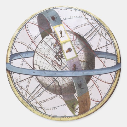 Vintage Astronomie, Celestial von Andreas Cellariu Runder Aufkleber (Vorderseite)