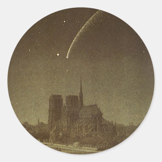 Vintage Astronomie, Donati Comet über Paris 1858 Runder Aufkleber (Vorderseite)