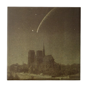 Vintage Astronomie, Donati-Komet über Paris 1858 Fliese