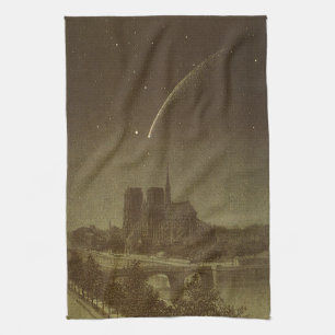 Vintage Astronomie, Donati-Komet über Paris 1858 Geschirrtuch