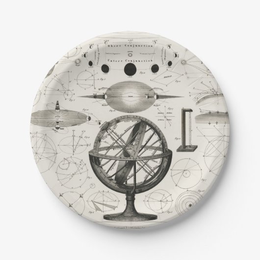Vintage Astronomie-Globe-Illustration Pappteller (Vorderseite)