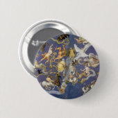 Vintage-Astronomie-Himmelsfresko, Sternbilder Button (Vorne & Hinten)
