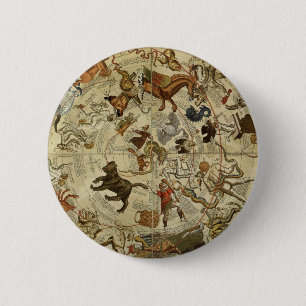 Vintage Astronomie, Himmelskarte Button