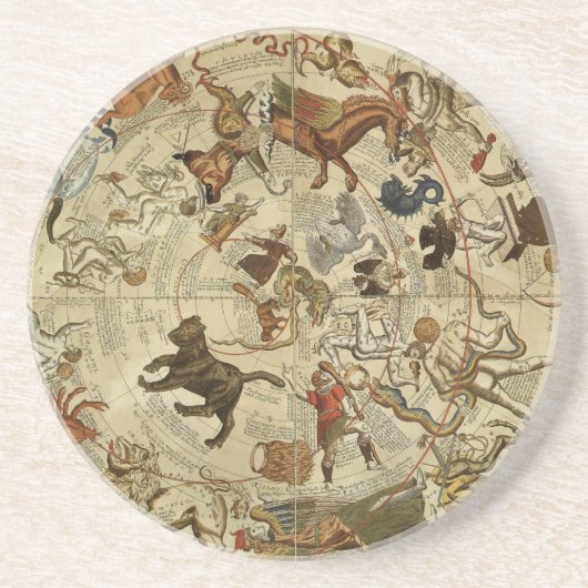 Vintage Astronomie, Himmelskarte Sandstein Untersetzer (Vorne)