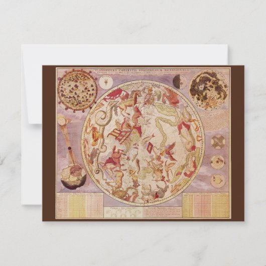 Vintage Astronomie, Himmelskarte von Carel Allard (Vorderseite)