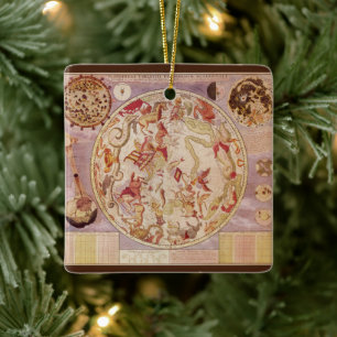 Vintage-Astronomie, Himmelskarte von Carel Allard Keramikornament