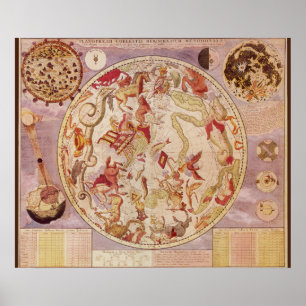 Vintage Astronomie, Himmelskarte von Carel Allard Poster