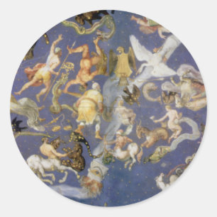 Vintage Astronomie Himmelskonstellationen Fresco Runder Aufkleber