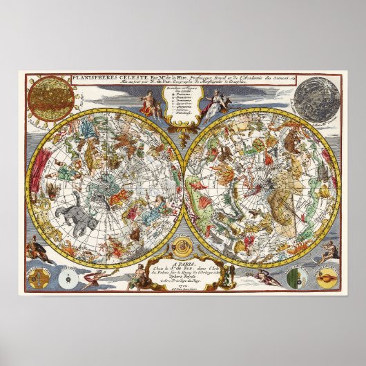 Vintage Astronomie, Himmelslandkarte Poster (Vorne)