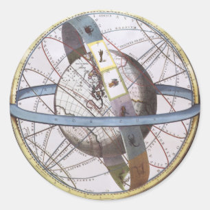 Vintage-Astronomie, Himmelsphäre von Andreas Cella Runder Aufkleber