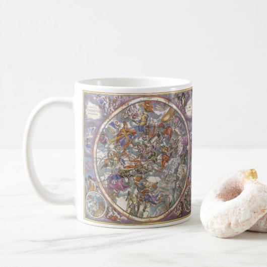 Vintage Astronomie, Karte Christlicher Sternbilder Kaffeetasse (Mit Donut)