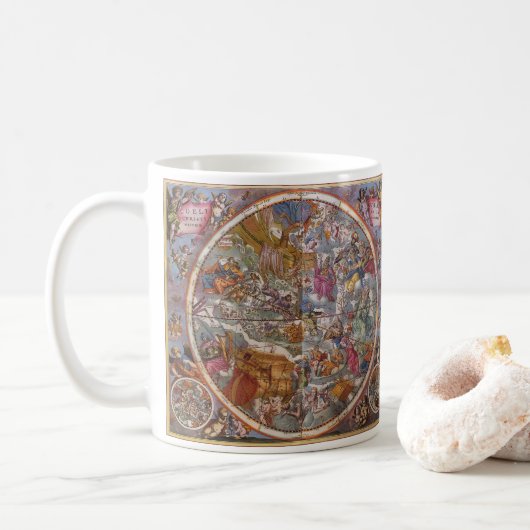 Vintage Astronomie, Karte Christlicher Sternbilder Kaffeetasse (Mit Donut)