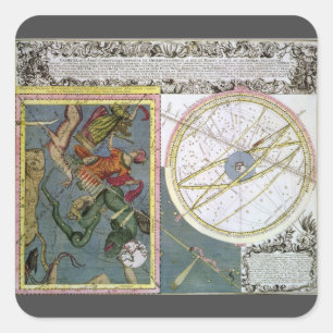 Vintage Astronomie, Kometenbahn von Matthaeus Seut Quadratischer Aufkleber
