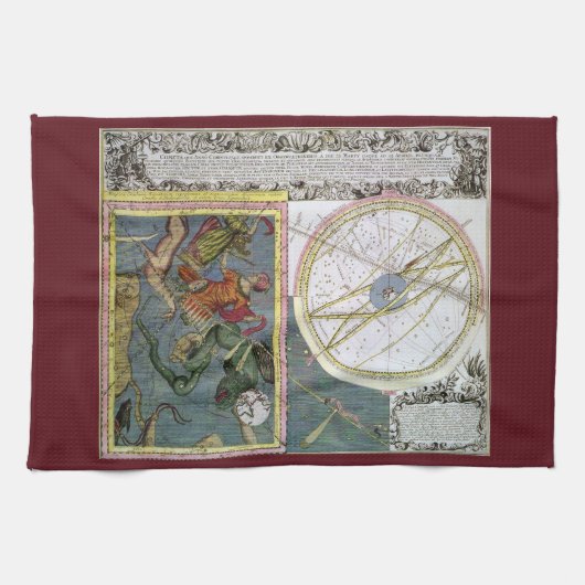 Vintage Astronomie, Kometenweg von Matthaeus Seutt Geschirrtuch (Horizontal)