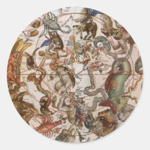 Vintage Astronomie, Konstellationen des südlichen Runder Aufkleber