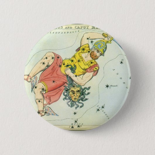 Vintage Astronomie, Perseus und Medusa in Caput Button (Vorderseite)