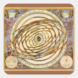 Vintage Astronomie Planeten, Andreas Cellarius Quadratischer Aufkleber