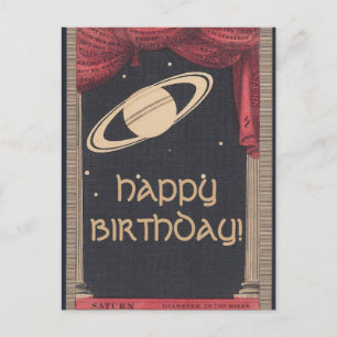 Vintage-Astronomie-Saturn-Geburtstagskarte Postkarte