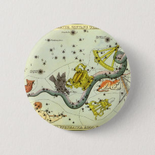 Vintage-Astronomie, Sternbild Hydra-Schlange Button