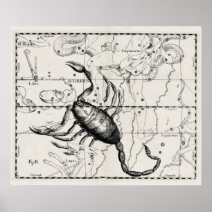 Vintage-Astronomie-Sternbilder Himmelskarte Poster