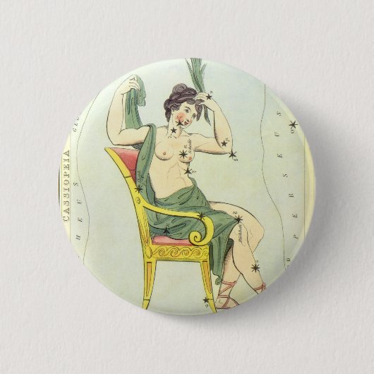 Vintage Astronomie, Sternbilder von Cassiopeia Button (Vorderseite)