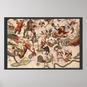 Vintage-Astronomie, Sternkarte von Johannes van Ke Poster