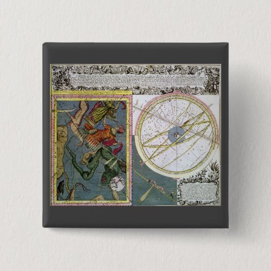 Vintage Astronomie von Matthaeus Seutter Button (Vorderseite)