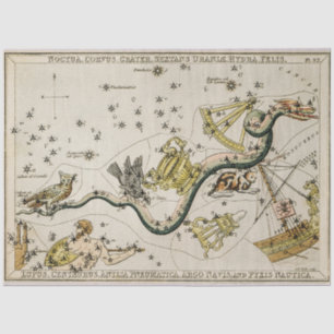 Vintage Astronomische Himmelskarte Seidenpapier
