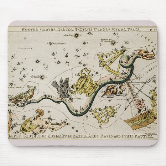 Vintage Astronomische Karte Mousepad (Vorne)