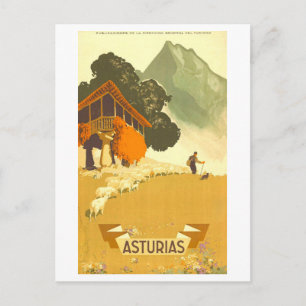 Vintage Asturias, Spanien, Reiseposter Postkarte
