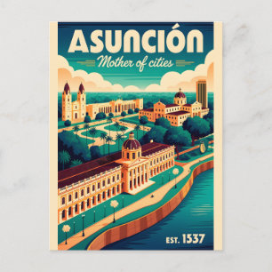 Vintage Asunción Paraguay Mutter der Städte Retro  Postkarte