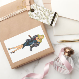 Vintage atemberaubende Glamour-Girl Retro-Blondine Rechteckiger Aufkleber