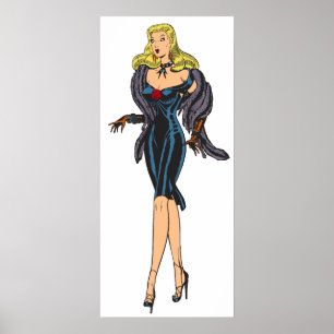 Vintage atemberaubendes Glamourgirl Retro Blondine Poster