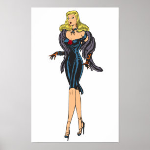 Vintage atemberaubendes Glamourgirl Retro Blondine Poster