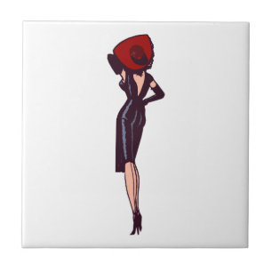 Vintage atemberaubendes Glamourgirl Retro-Pinup Fliese