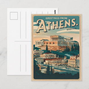 Vintage Athen Geschenke Hauptstadt von Griechenlan Postkarte