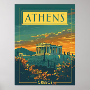 Vintage Athen, Griechenland Poster   Parthenon