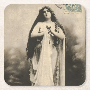 Vintage ätherische Goddess Postcard Rechteckiger Pappuntersetzer