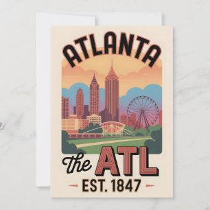 Vintage Atlanta Georgia The ATL Retro-Reise Feiertagskarte