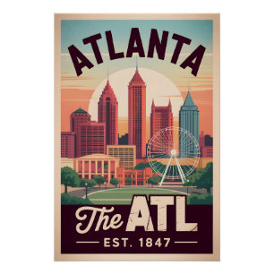 Vintage Atlanta Georgia The ATL Retro-Reise Poster