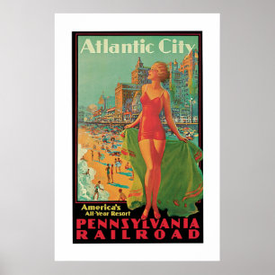 Vintage Atlantic City Reise-Anzeige Poster